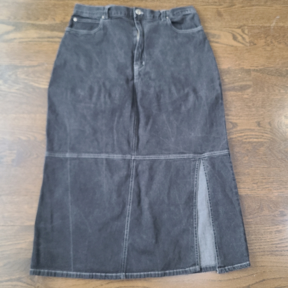 VTG Starwear Black Denim Maxi Skirt Sz.14